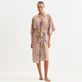 Manteau Femme en Coton Beige | Élégant Kimono Léger Polyvalent 0
