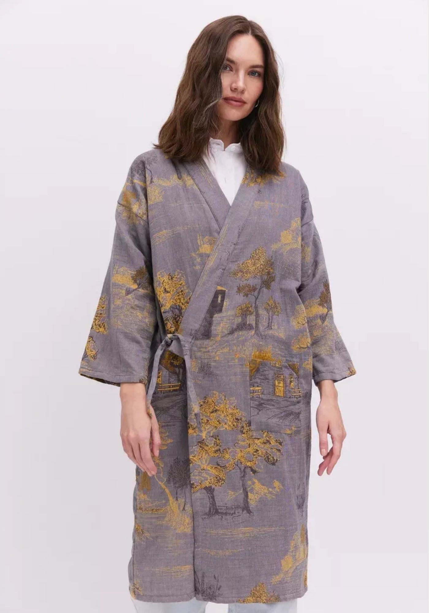 Peignoir Femme 100% Coton Kimono Long | Élégant et Confortable pour Détente à Domicile 3