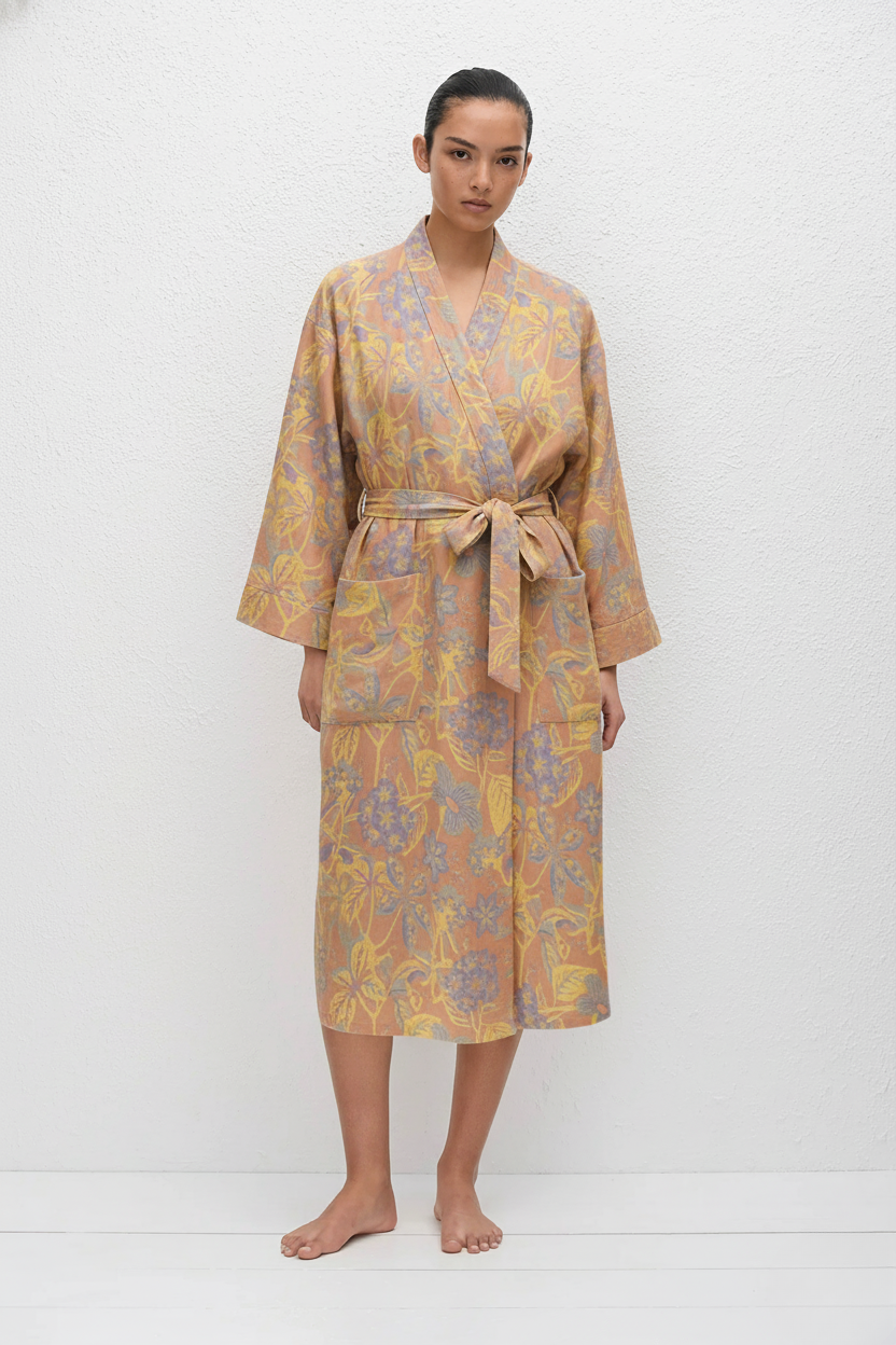 Peignoir Femme Coton Floral | Élégant Kimono de Bain Confortable 0