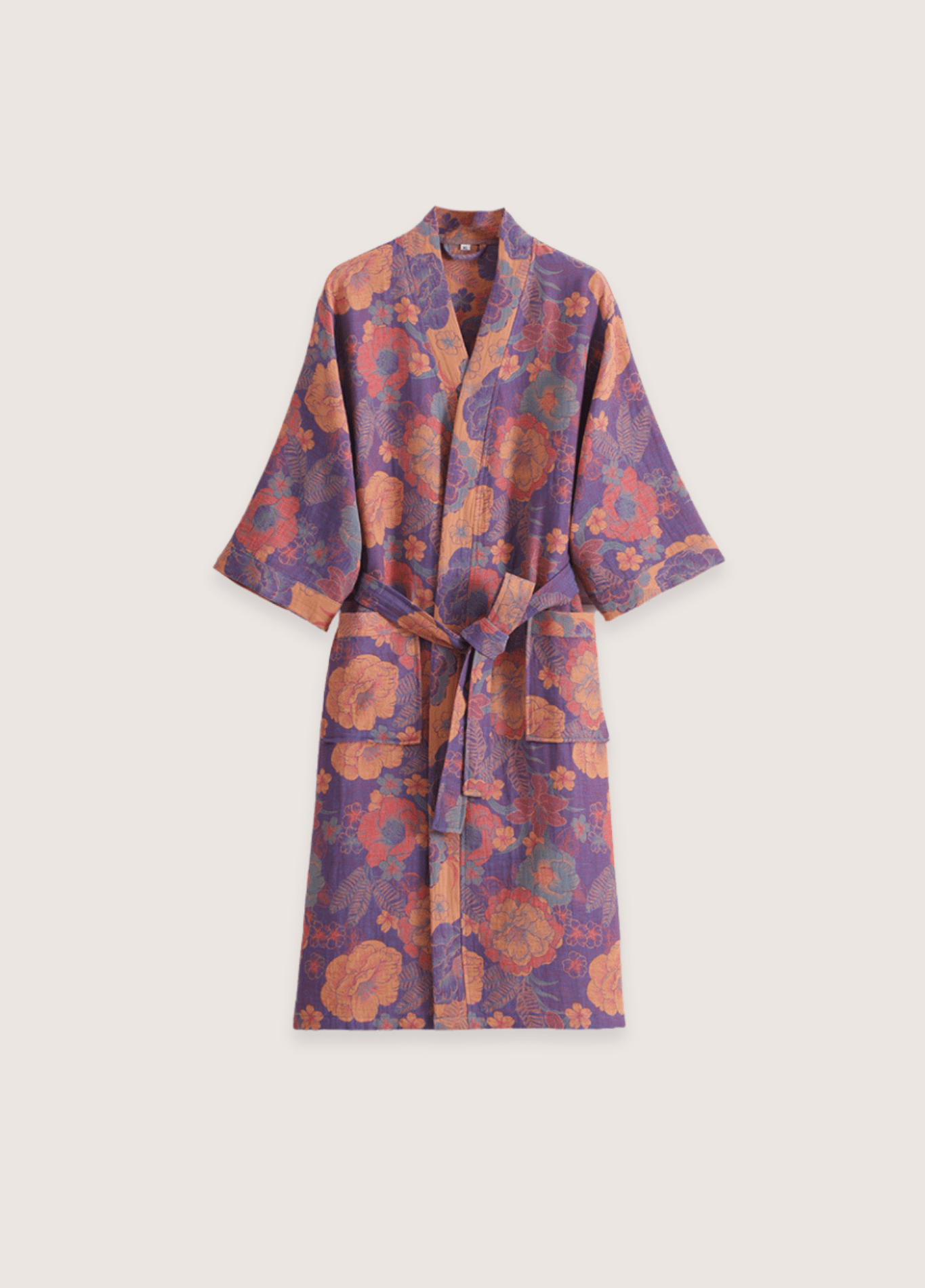Peignoir Femme En Coton Floral | Élégant Kimono Confortable Avec Ceinture 0