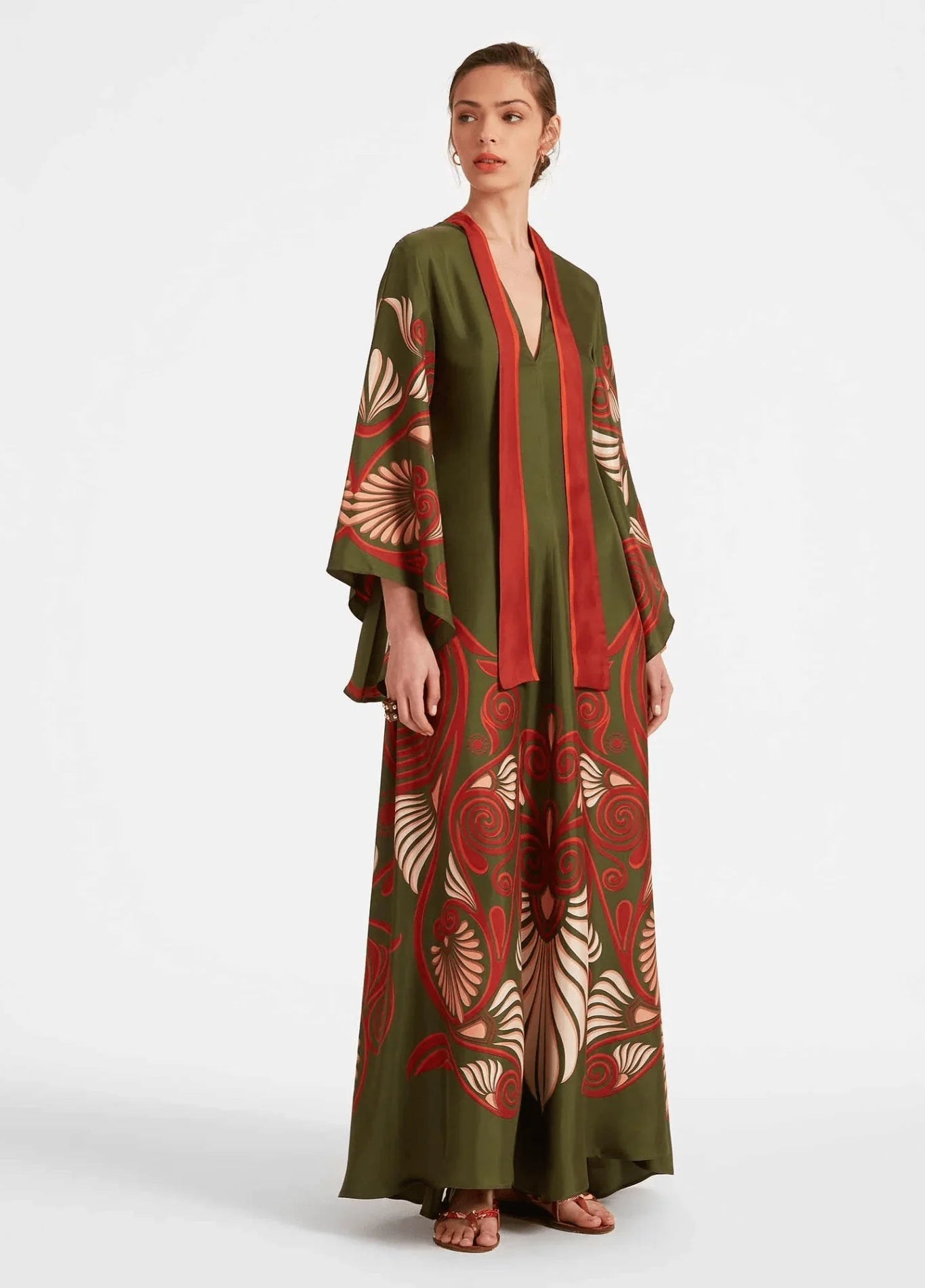 Robe Femme en Polyester Coton | Élégante Kimono Verte Tendance 0