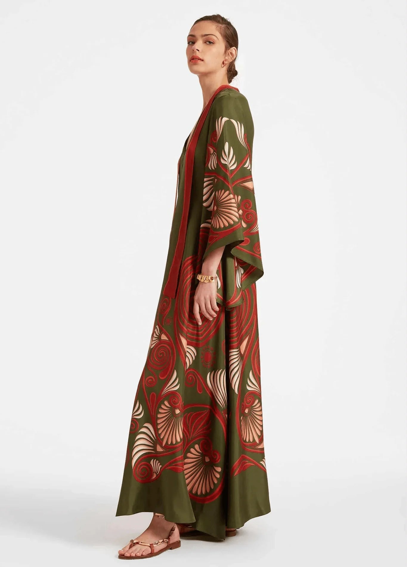 Robe Femme en Polyester Coton | Élégante Kimono Verte Tendance 4