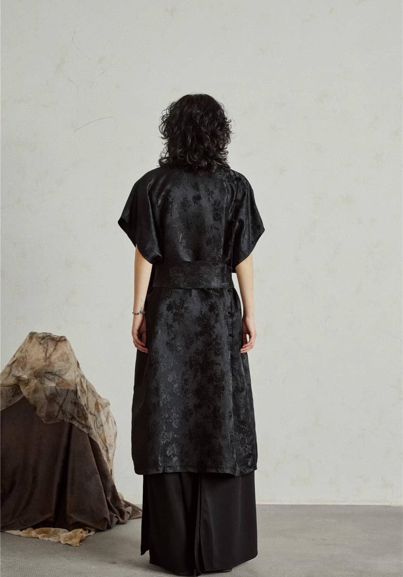 Robe Femme en Polyester Texturé | Élégante Robe Kimono Midi Chic 1