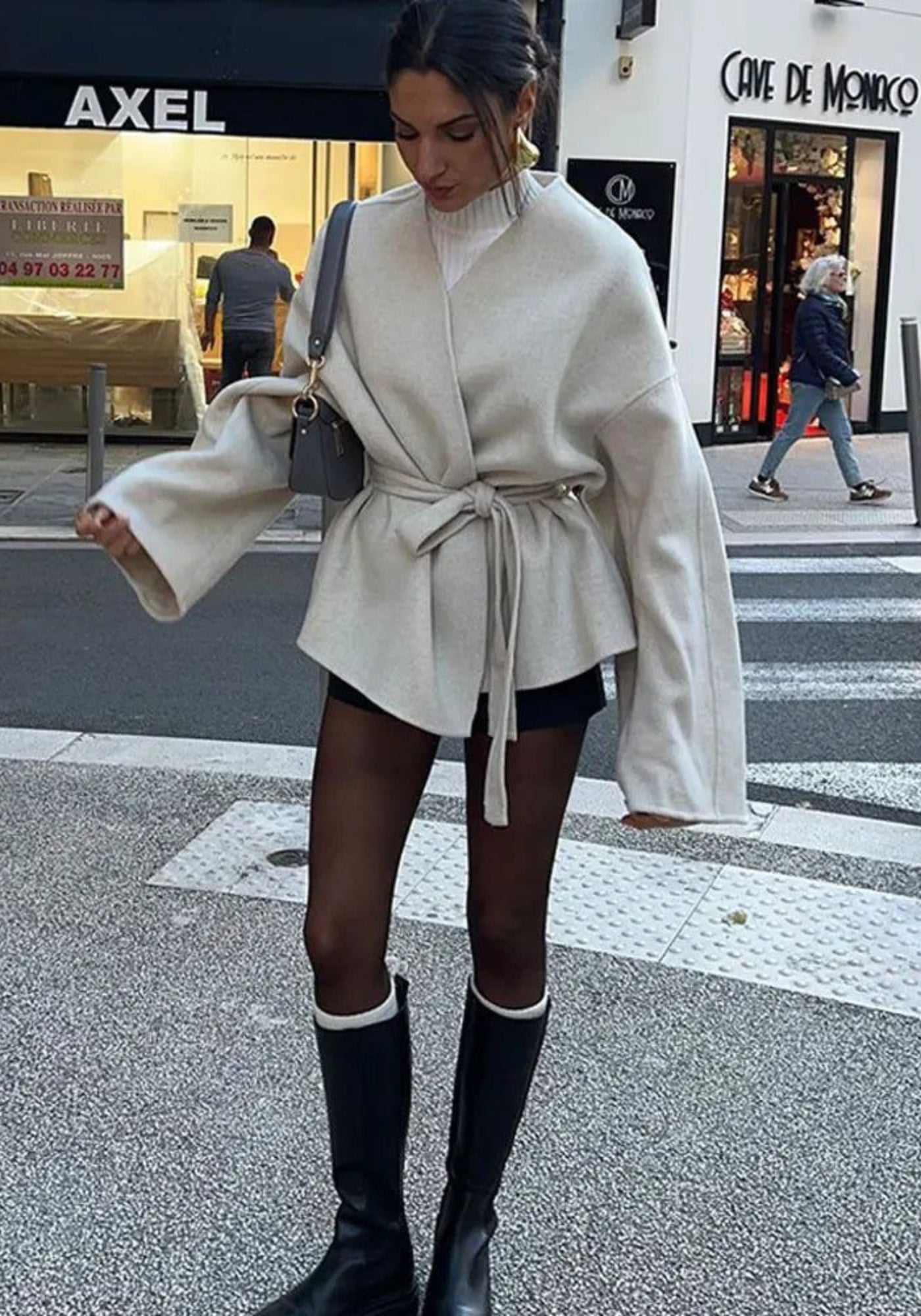 Veste Femme Kimono Écru | Élégante Veste Courte Ceinturée en Tissu Doux 0