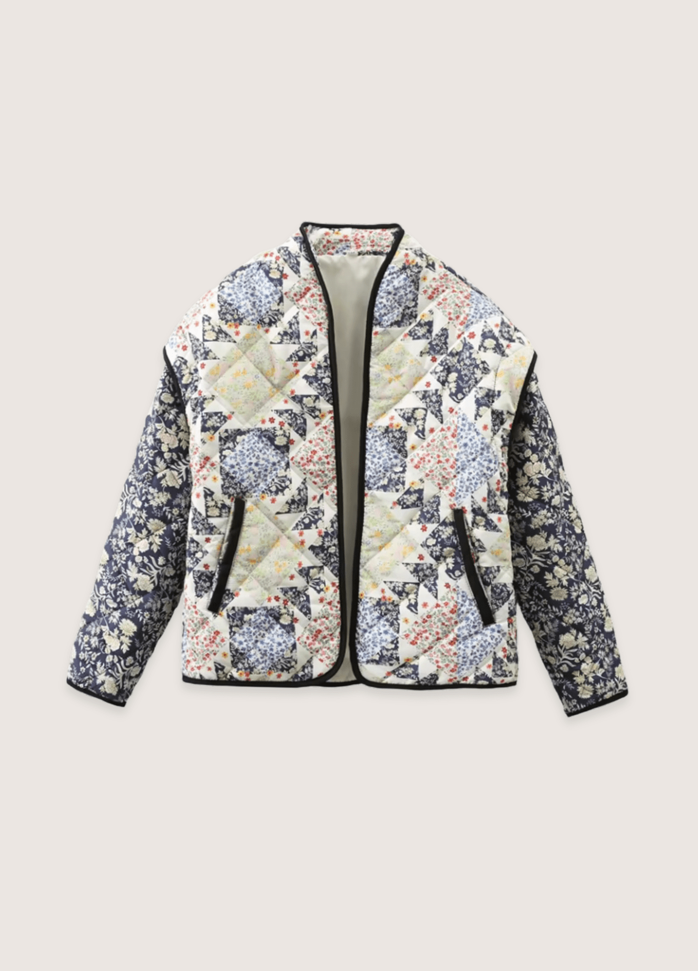 Veste Femme Kimono Matelassée | Élégante Coupe Oversize avec Motifs Floraux 0