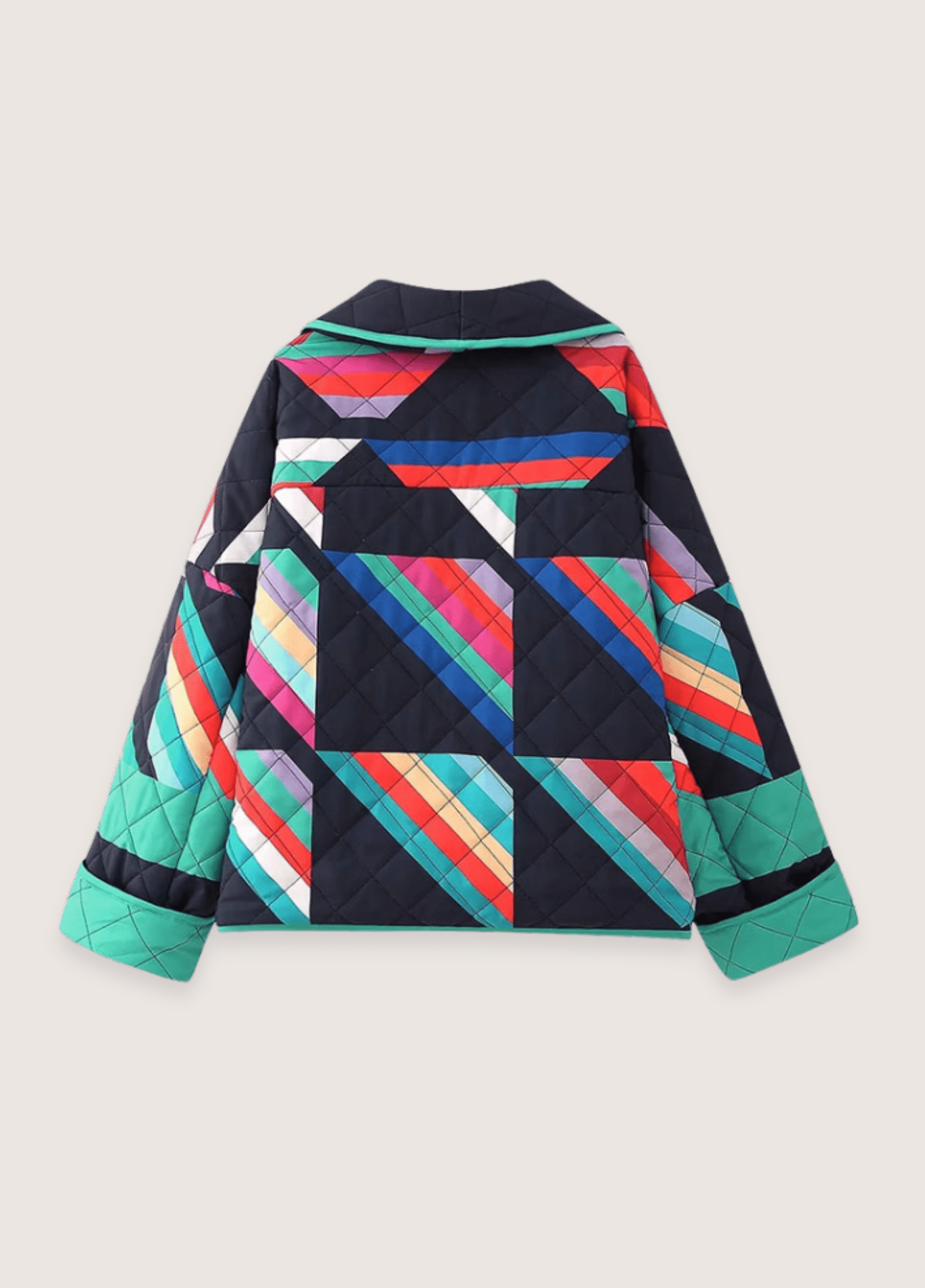 Veste Femme Kimono Matelassée | Élégante Oversize Géométrique Multicolore 1