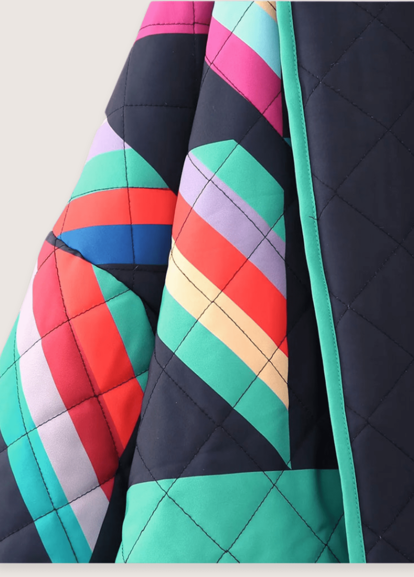 Veste Femme Kimono Matelassée | Élégante Oversize Géométrique Multicolore 2