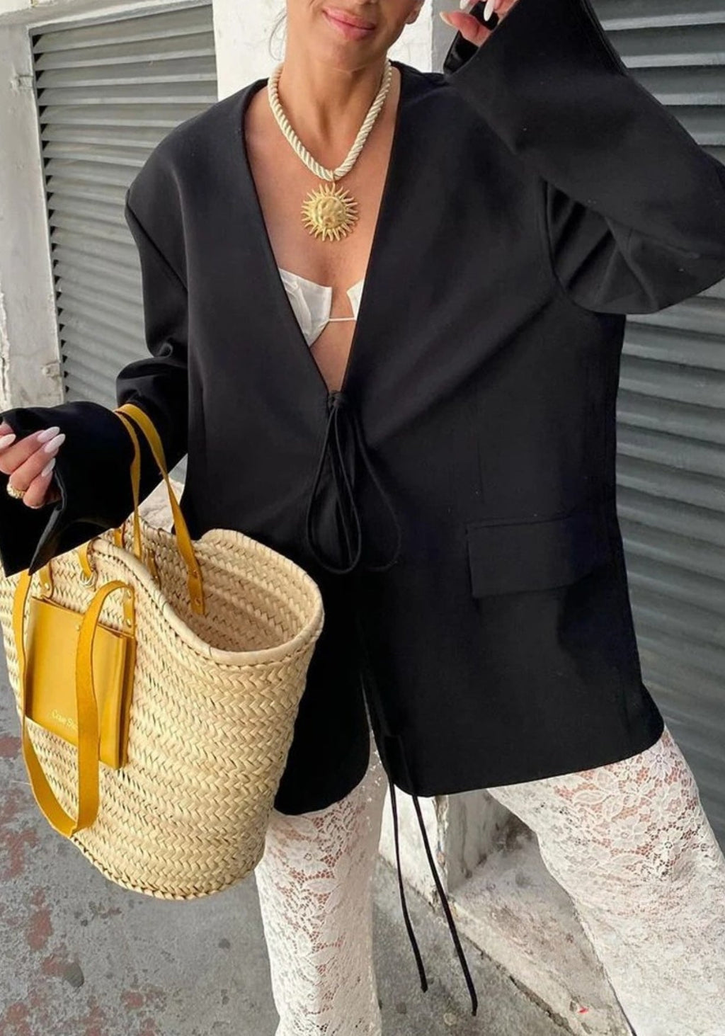 Veste Femme Kimono Noir | Oversize Élégante en Coton pour l'Été 0