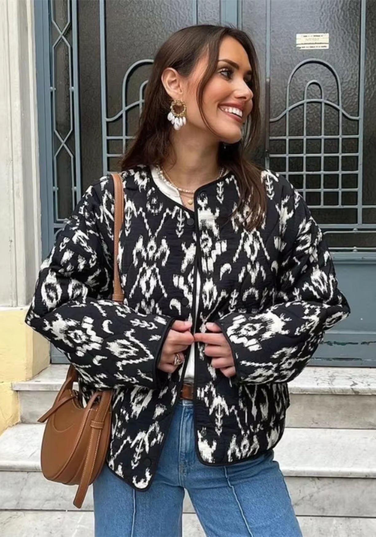 Veste Femme Matelassée Ikat | Élégante Coupe Oversize Confortable Mi-Saison 7