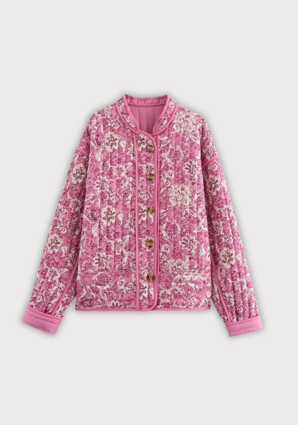 Veste Femme Matelassée en Coton | Élégante Kimono Floral Rose pour Printemps 0