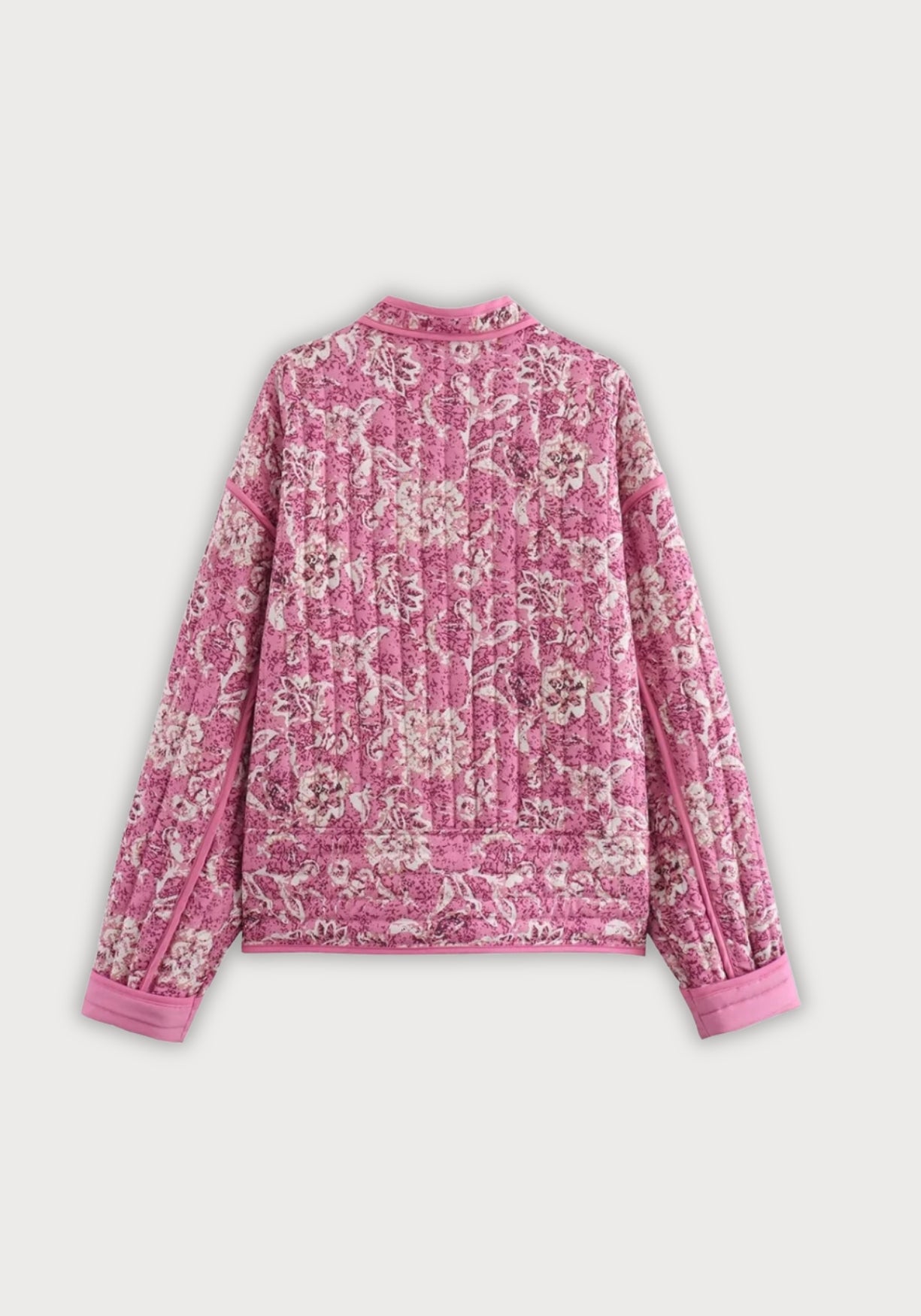 Veste Femme Matelassée en Coton | Élégante Kimono Floral Rose pour Printemps 1