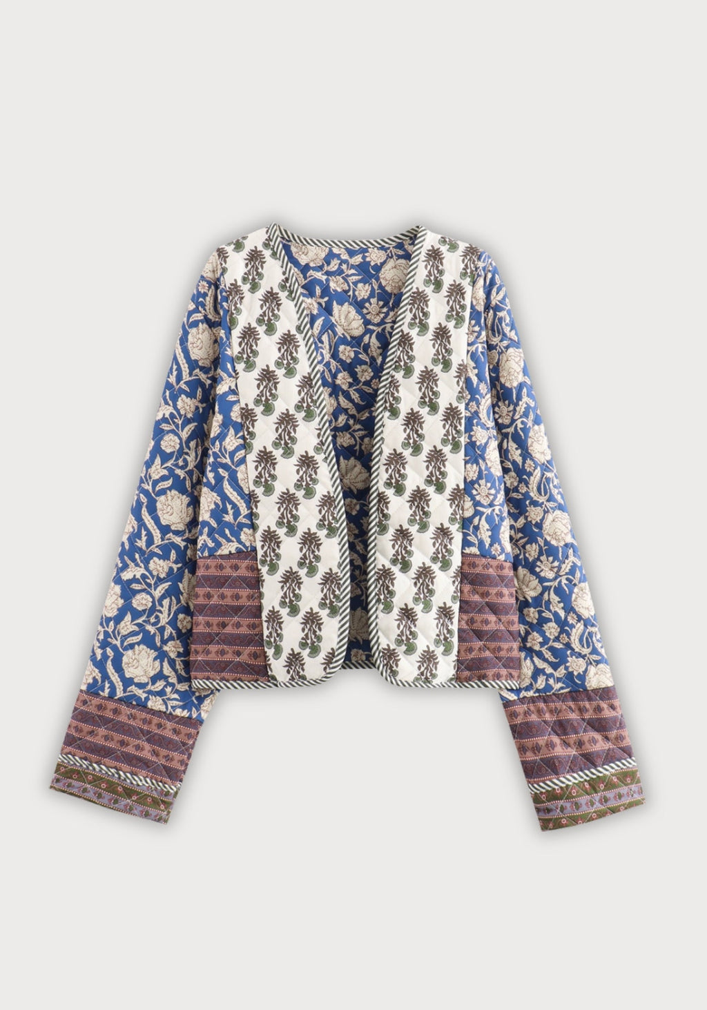 Veste Femme Réversible Patchwork | Élégante Kimono Courte en Polyester Matelassé 0