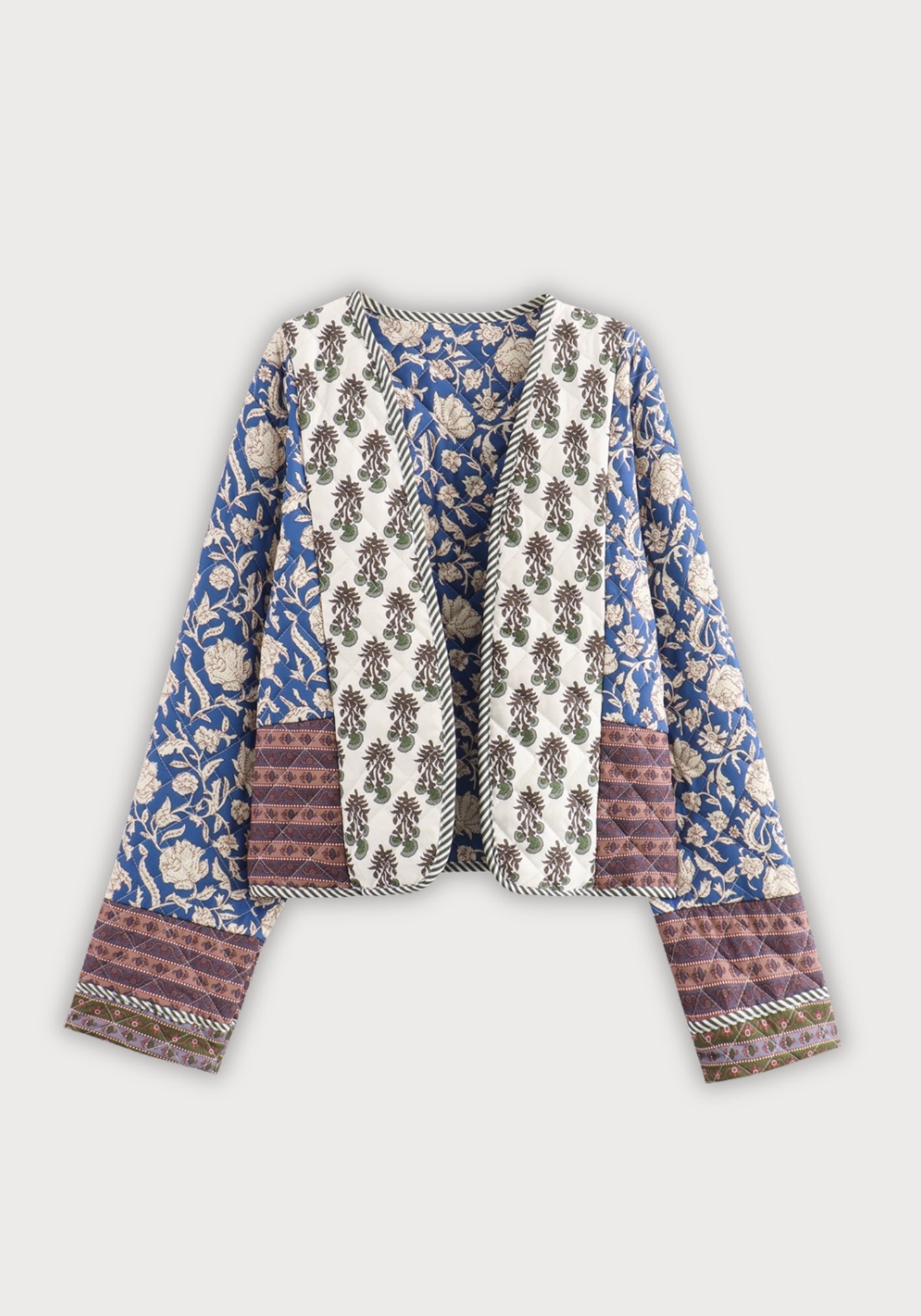 Veste Femme Réversible Patchwork | Élégante Kimono Courte en Polyester Matelassé 0