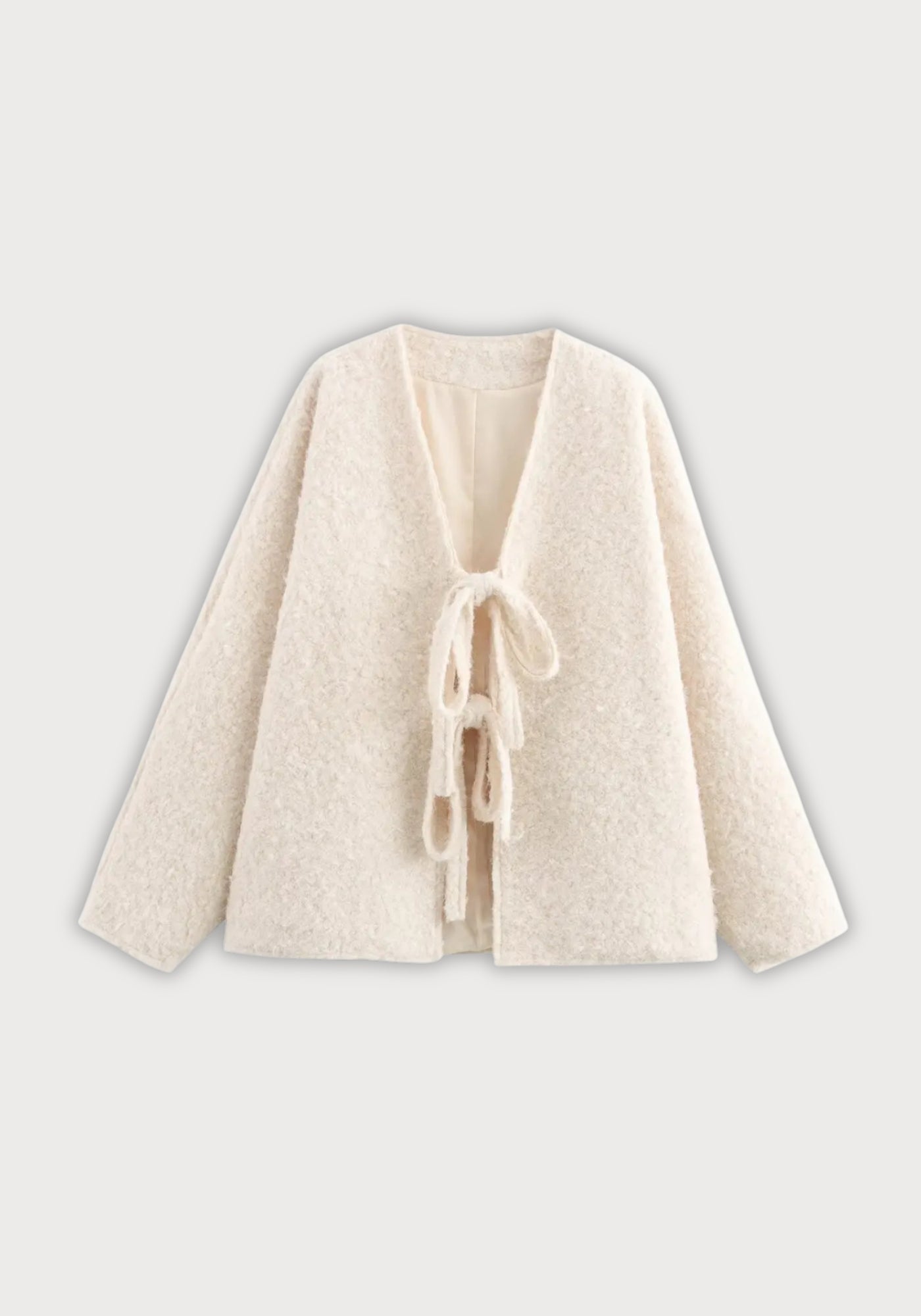 Veste Femme en Laine Bouclée | Élégante Veste Kimono à Nouer pour Saisons Fraîches 10