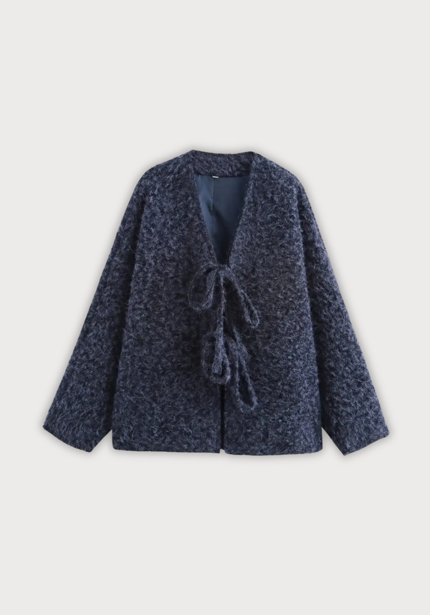 Veste Femme en Laine Bouclée | Élégante Veste Kimono à Nouer pour Saisons Fraîches 8
