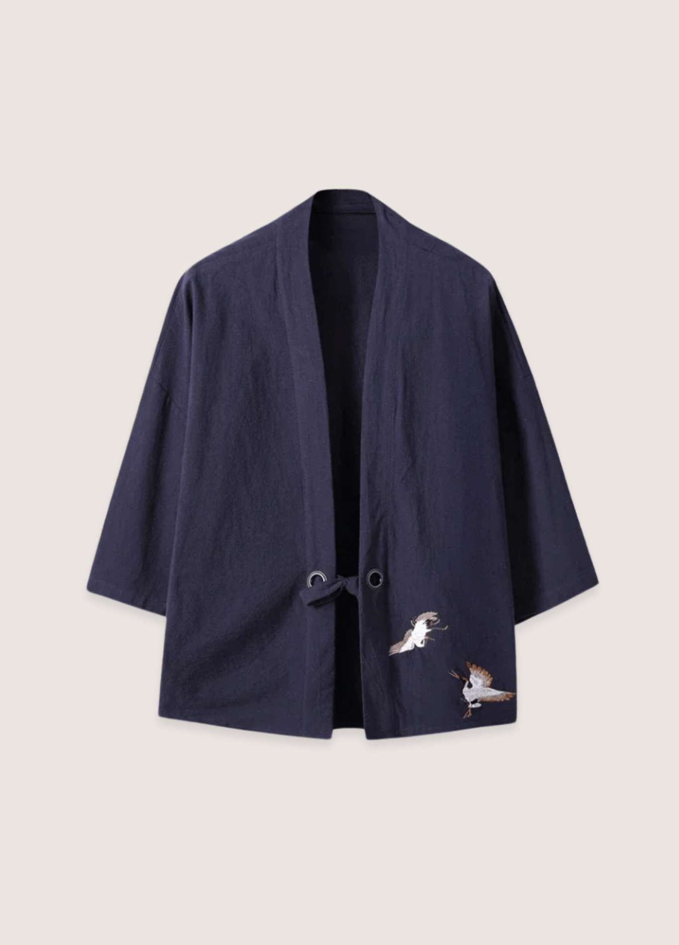 Veste Femme en Lin Bleu Marine | Élégante Veste Kimono Décontractée à Motif Brodé 0
