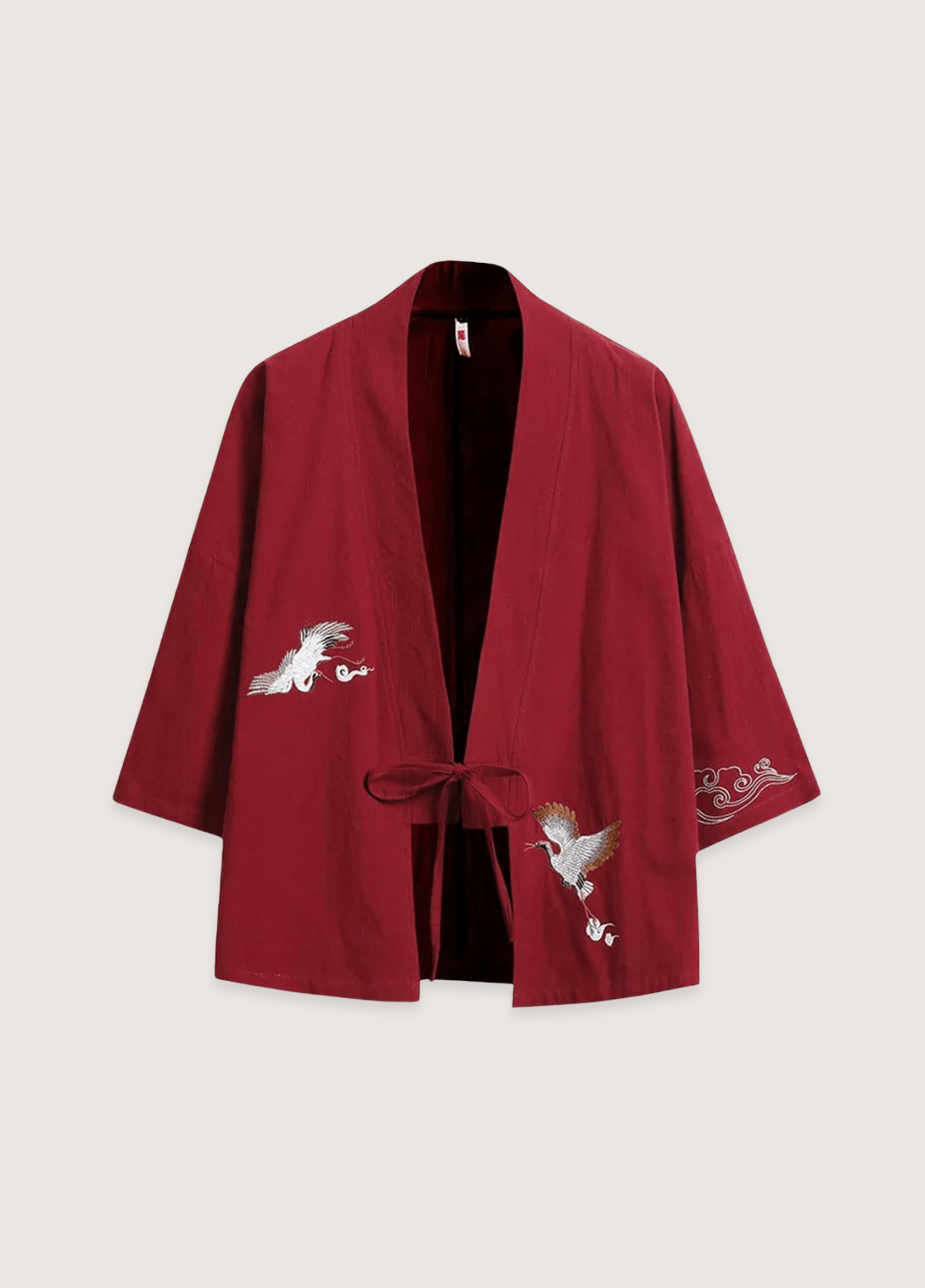 Veste Femme en Lin Rouge | Élégante Kimono Brodé | Légère et Confortable 0