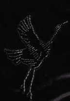 Veste Femme en Velours Noir | Élégante Kimono Matelassée d'Hiver avec Broderie de Grues 3