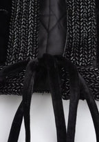 Veste Femme en Velours Noir | Élégante Kimono Matelassée d'Hiver avec Broderie de Grues 5