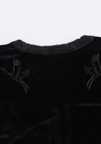 Veste Femme en Velours Noir | Élégante Kimono Matelassée d'Hiver avec Broderie de Grues 6
