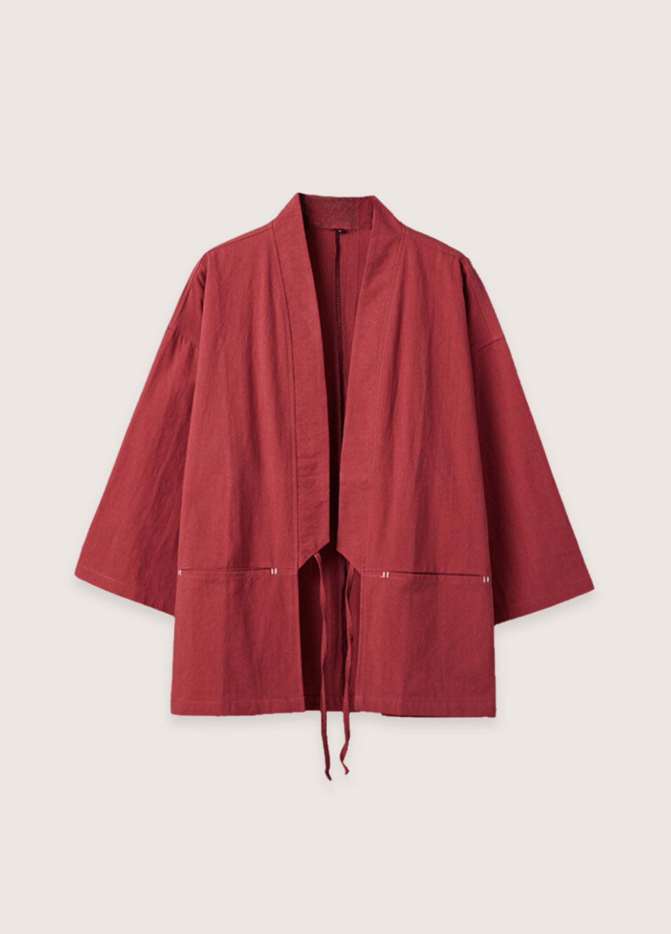 Veste Homme Polyester Kimono | Élégante Coupe Ample Minimaliste Rouge 0