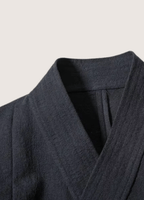 Veste Homme en Coton et Lin Noir | Élégante Veste Kimono Confortable 2