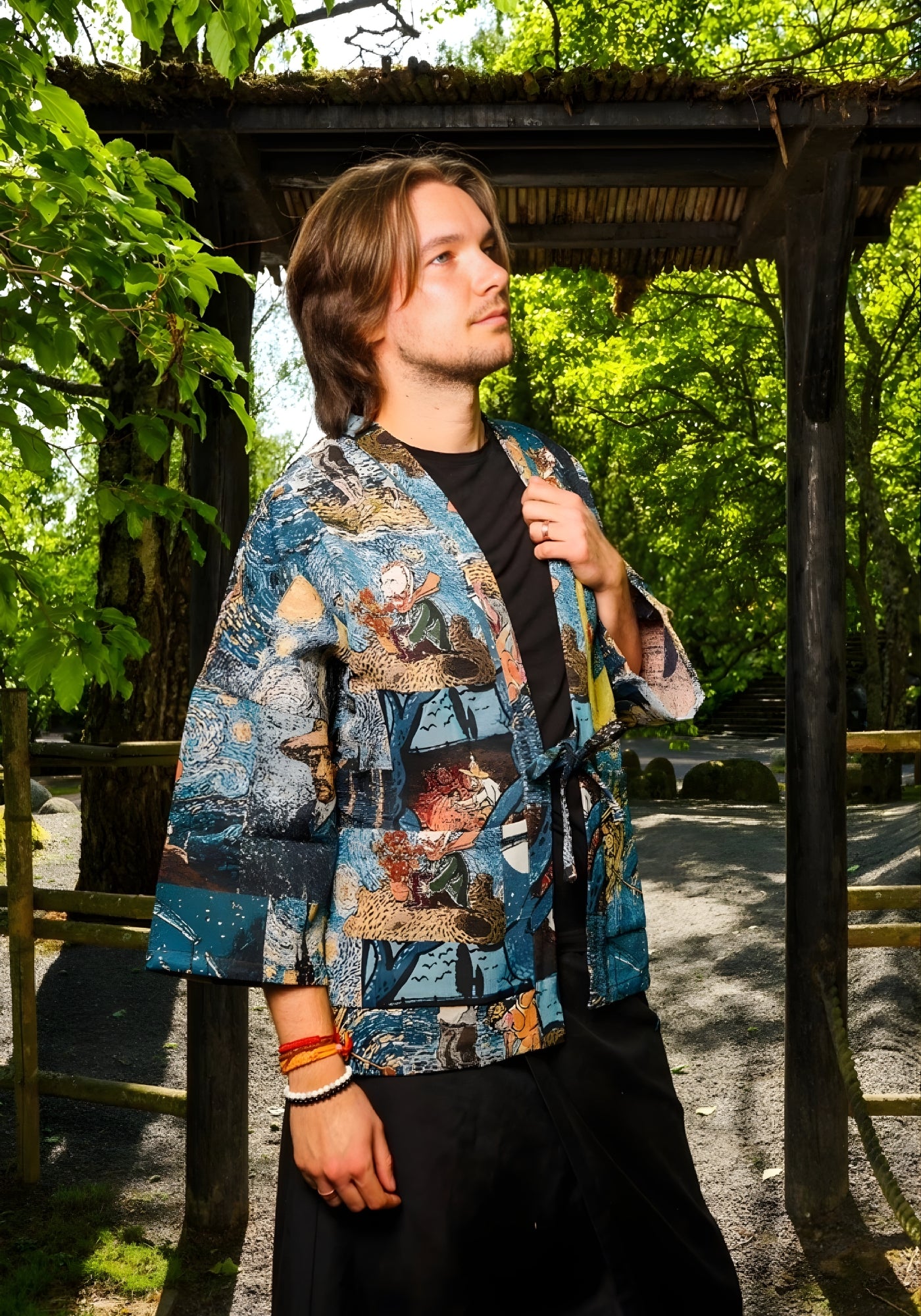 Veste Kimono Femme en Jacquard | Élégante Coupe Unisexe Inspirée de Van Gogh 7