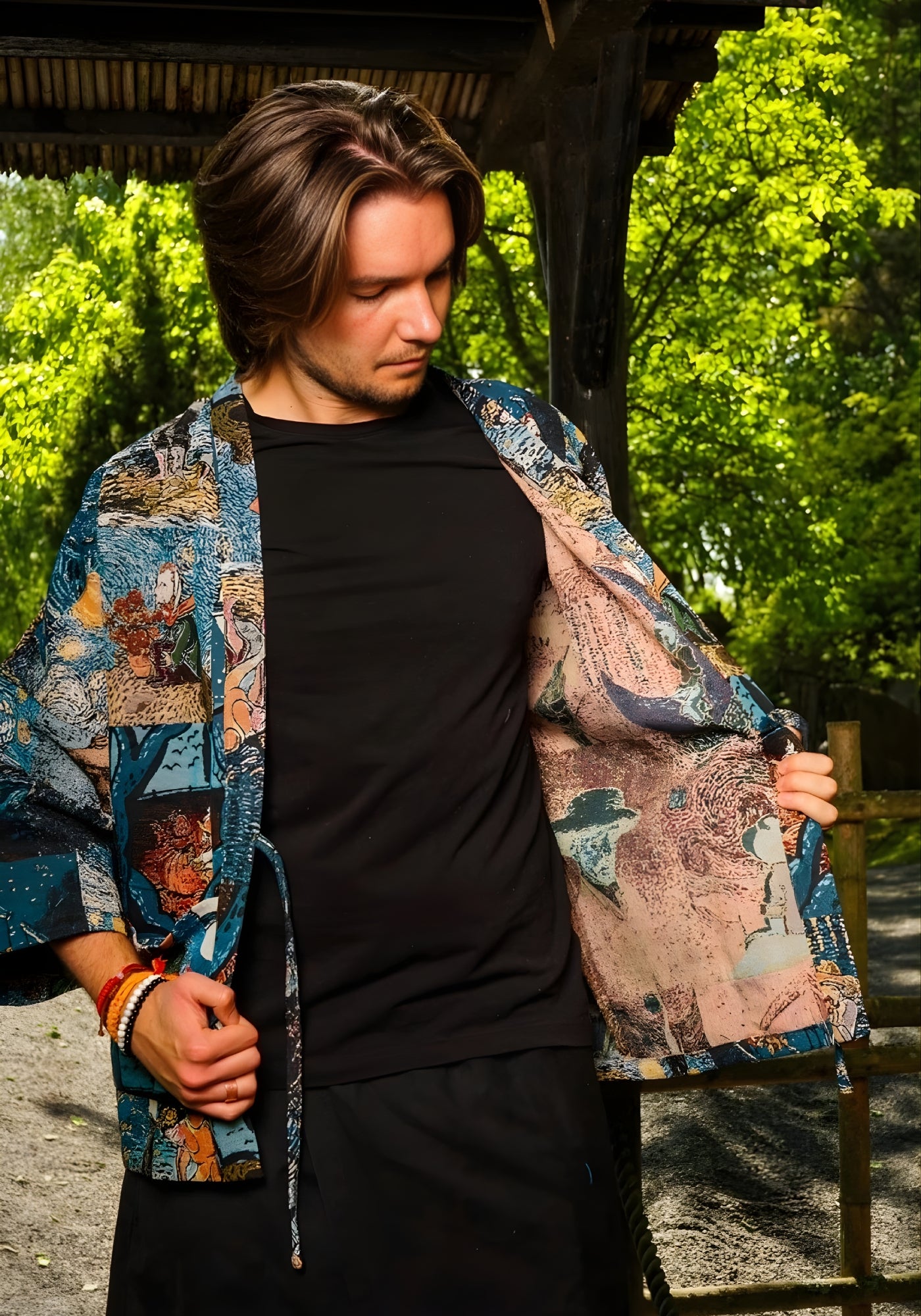 Veste Kimono Femme en Jacquard | Élégante Coupe Unisexe Inspirée de Van Gogh 8