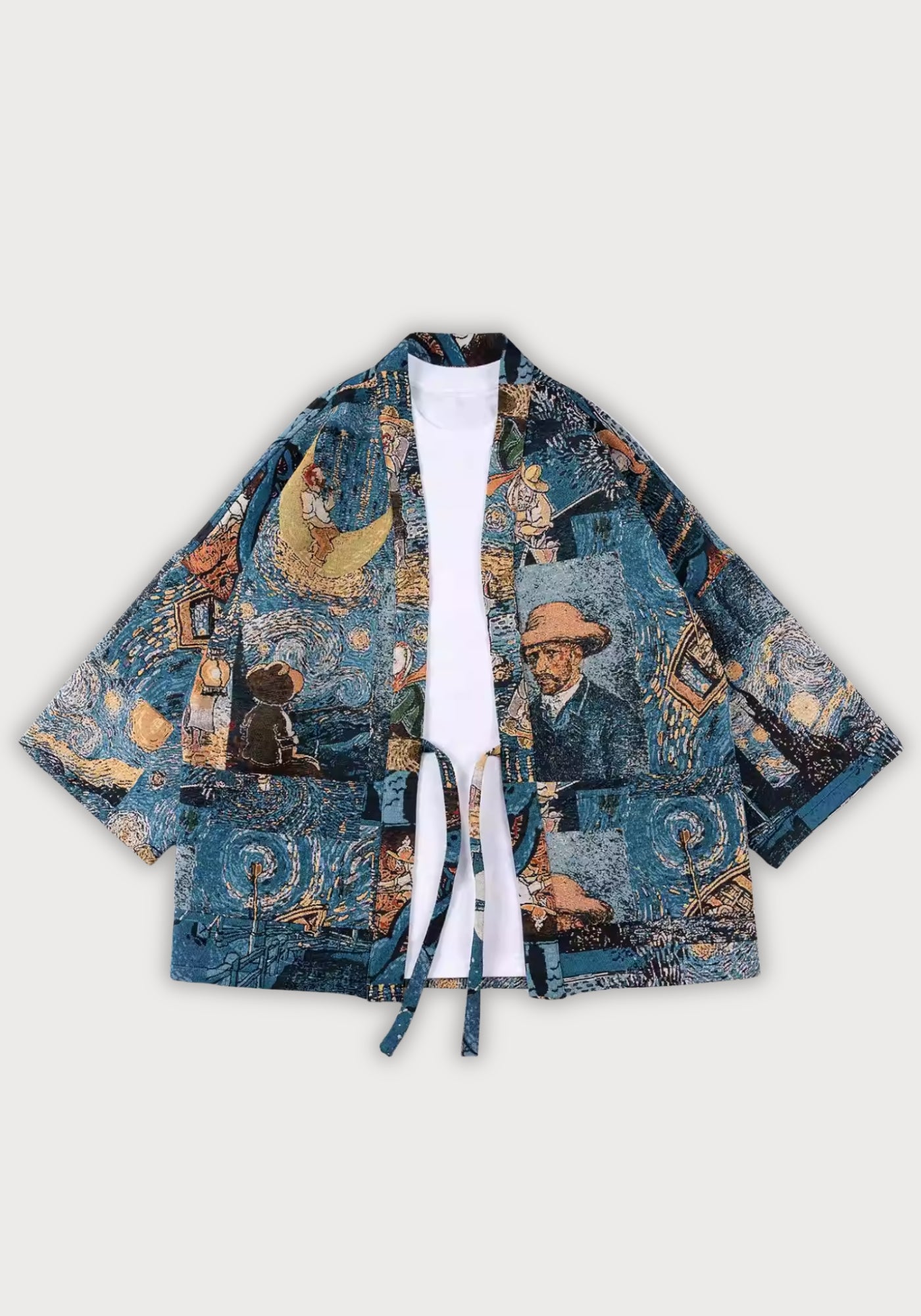 Veste Kimono Femme en Jacquard | Élégante Veste Inspirée de Van Gogh 0