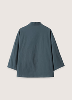 Veste Kimono Unisexe en Lin et Coton | Élégante Veste Japonaise Bleu Gris avec Broderies 1