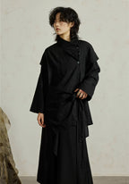 Veste Unisexe en Crêpe Texturé | Élégante Kimono Asymétrique Oversize 0