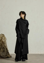 Veste Unisexe en Crêpe Texturé | Élégante Kimono Asymétrique Oversize 1
