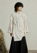 Veste Unisexe en Crêpe Texturé | Élégante Kimono Asymétrique Oversize 5