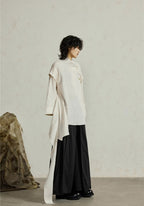 Veste Unisexe en Crêpe Texturé | Élégante Kimono Asymétrique Oversize 6