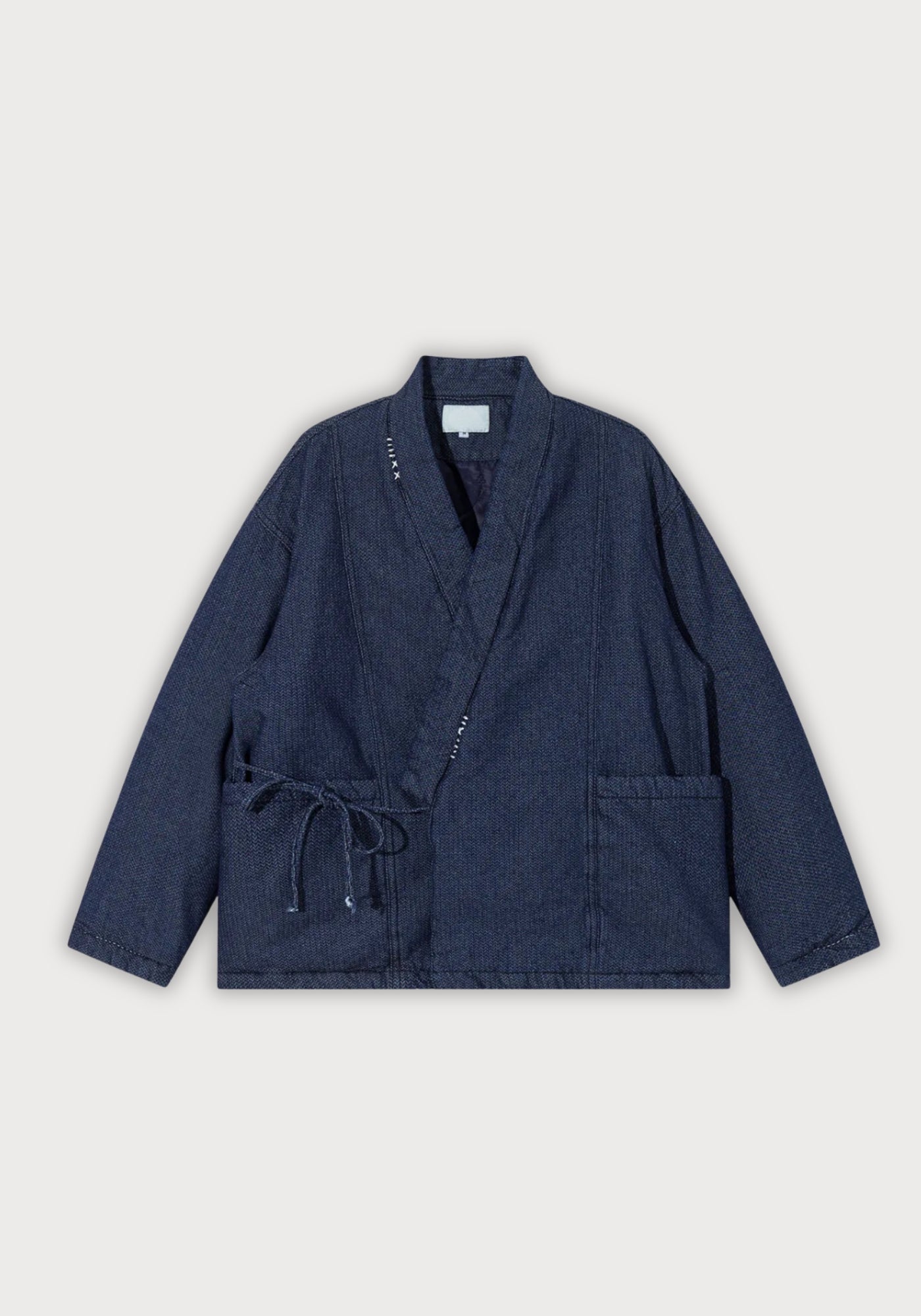 Veste Unisexe en Denim Texturé | Élégante Kimono Matelassée Confortable 0