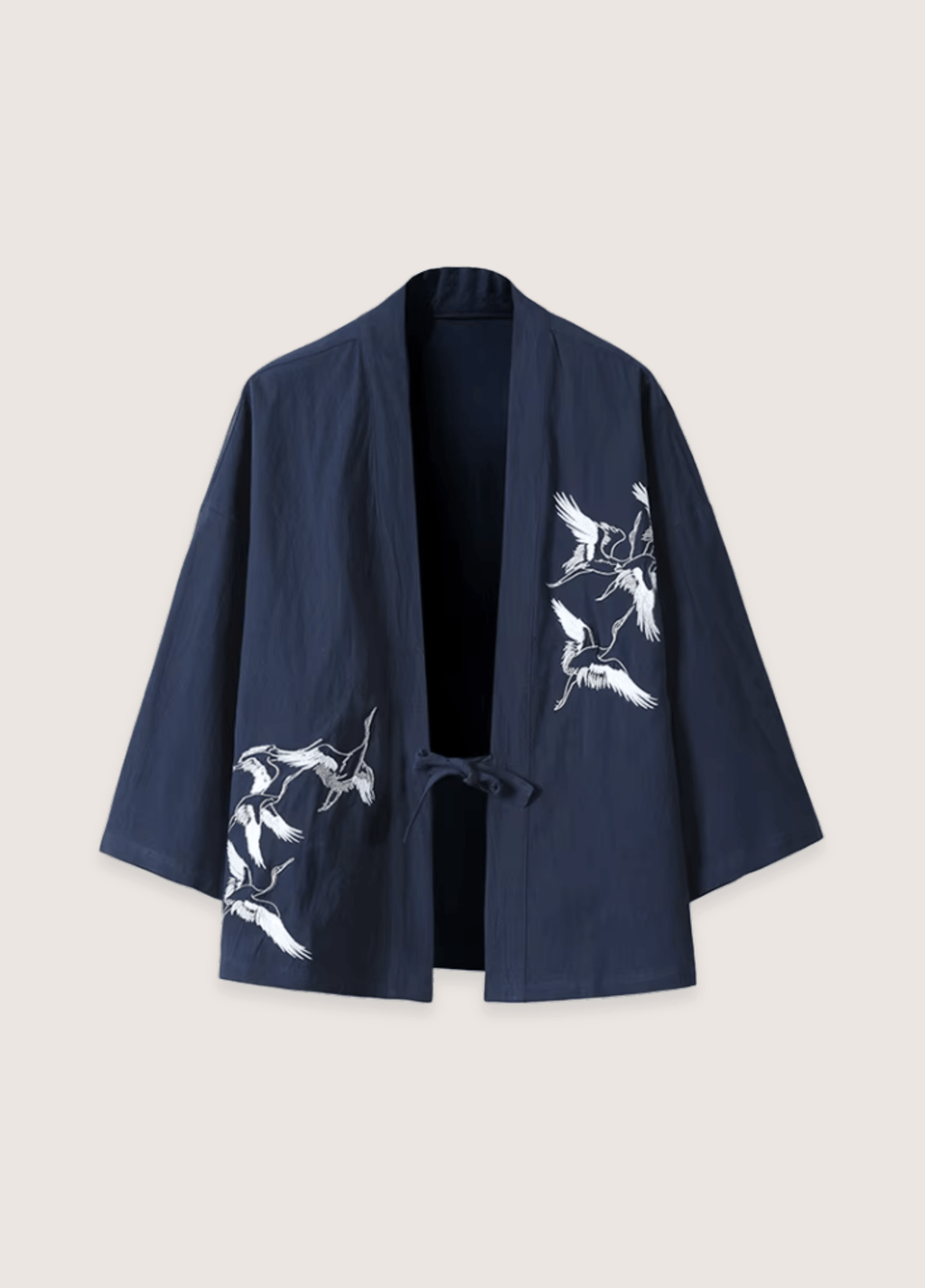 Veste Unisexe en Lin et Coton | Élégante Veste Kimono Bleu Marine 0