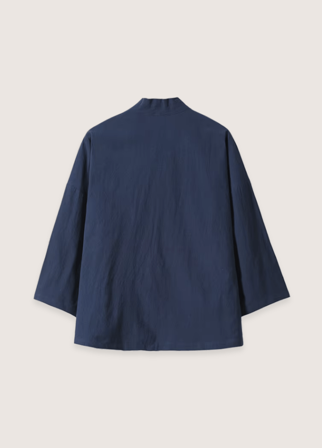 Veste Unisexe en Lin et Coton | Élégante Veste Kimono Bleu Marine 1