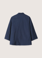 Veste Unisexe en Lin et Coton | Élégante Veste Kimono Bleu Marine 1