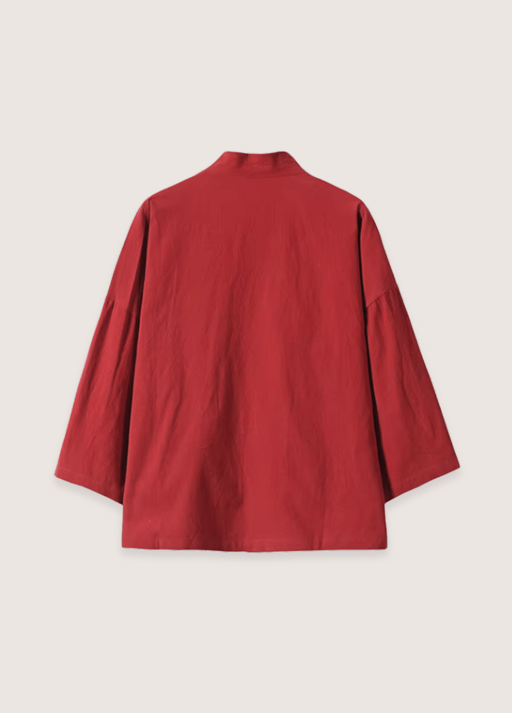 Veste Unisexe en Lin et Coton | Élégante Veste Kimono Rouge 1