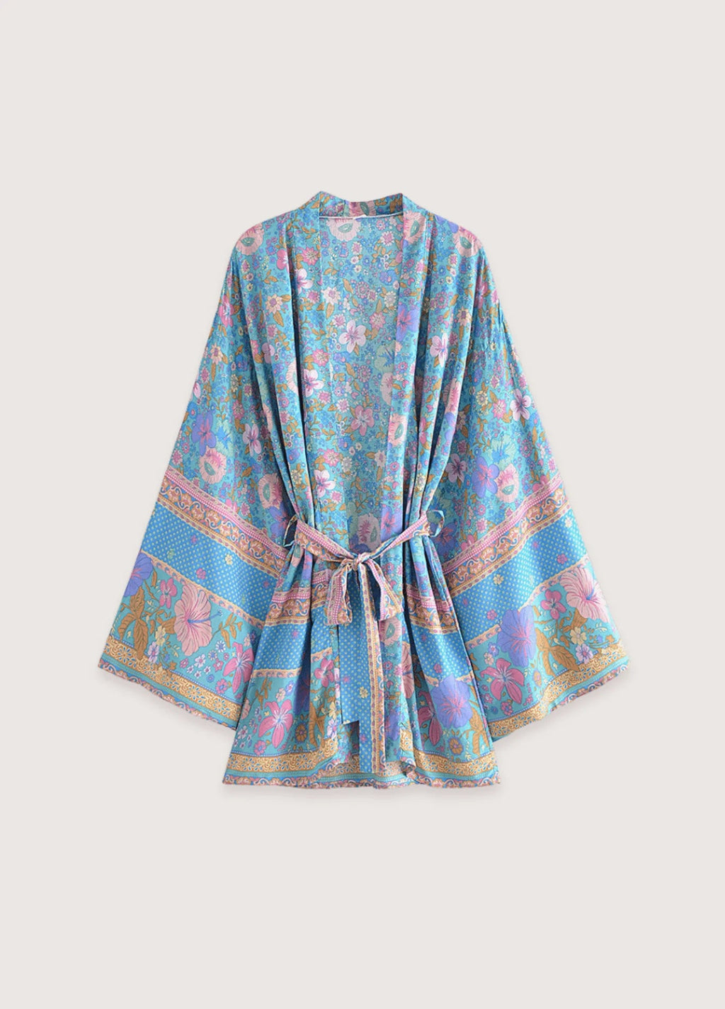 Vêtement Femme Coton Kimono Court | Élégant Fleuri Style Bohème-Chic d'Été 0