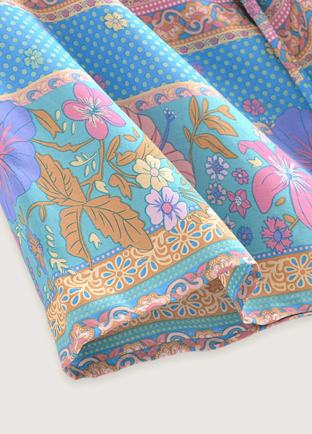 Vêtement Femme Coton Kimono Court | Élégant Fleuri Style Bohème-Chic d'Été 3